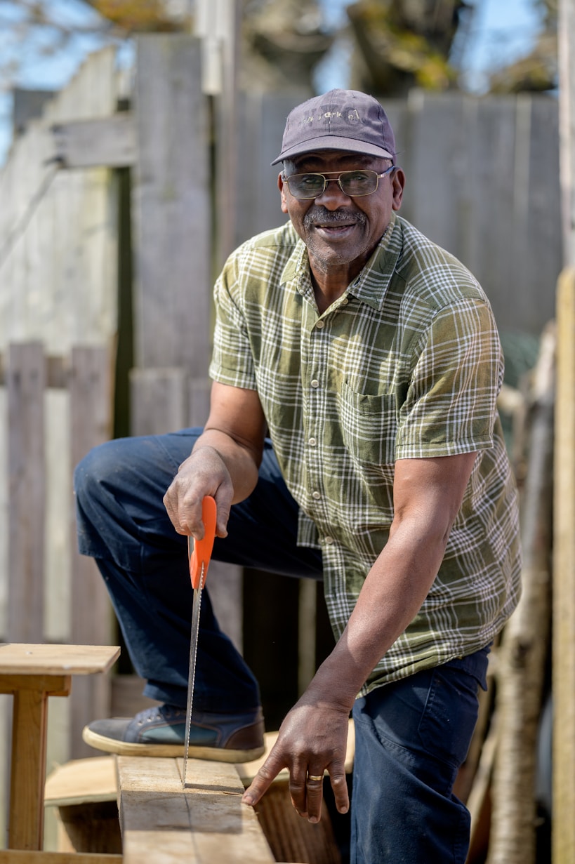 Professional craftsman working with tools