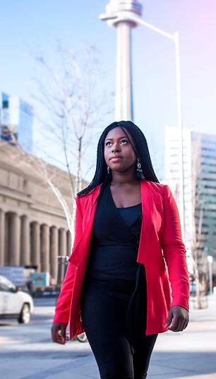 Professional woman in red blazer